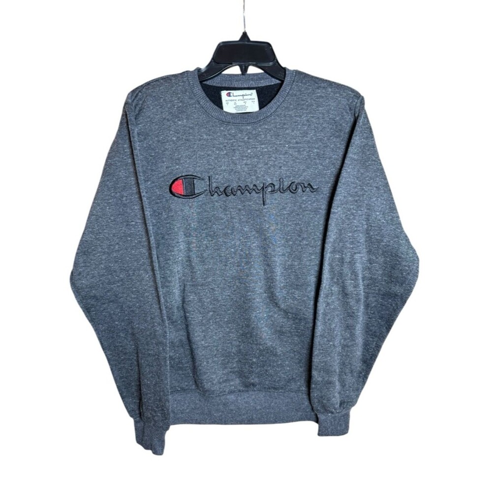 Champion Powerblend Script Logo Crewneck Sweatshirt in Granite Heather Small